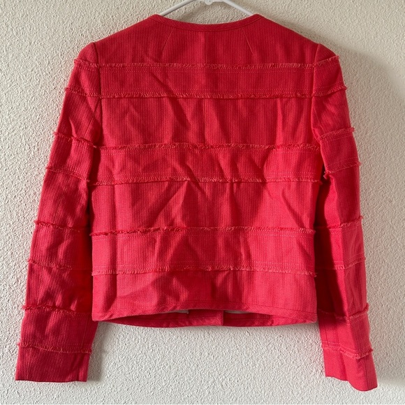 J. Crew Cotton Modal Blend Semi Cropped Jacket Sz 0 Coral Barbie Clueless preppy - Picture 6 of 9